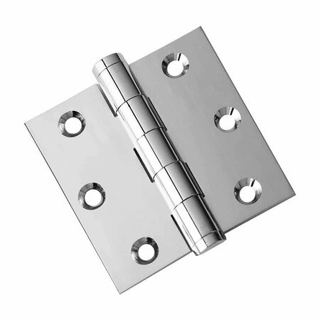 EMBASSY 3 x 3 Solid Brass Hinge, Polished Chrome US26 Finish with Flat Tips 3030US26F-1